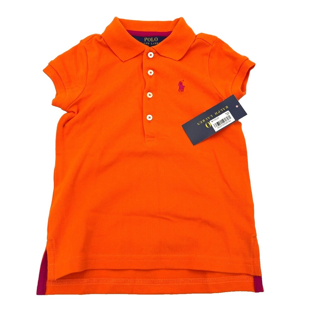 Polo Ralph Lauren Classic 3 Sailing OR Girls Polo Shirt Top 3/3T Orange New